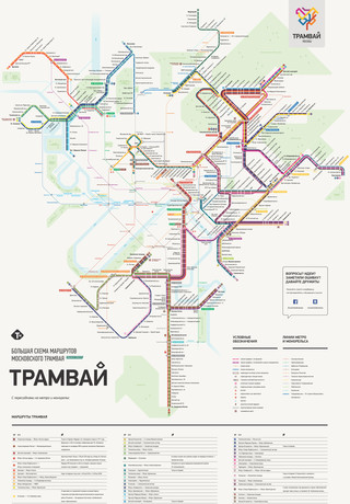 Map of Moscow tram Mosgortrans network