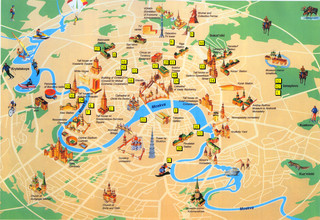 Tourist map of Moscow attractions, sightseeing, museums, sites, sights, monuments and landmarks