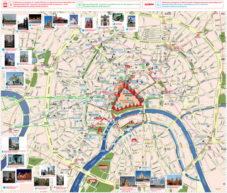 Map of Moscow hop on hop off bus tour with City Sightseeing